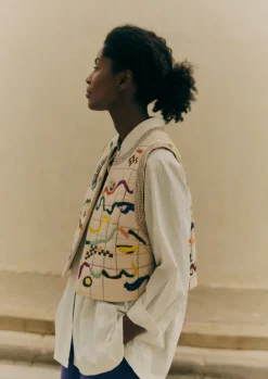 Coats & Jackets-TOAST Abstract Hand Embroidered Gilet Moonstone/Multi