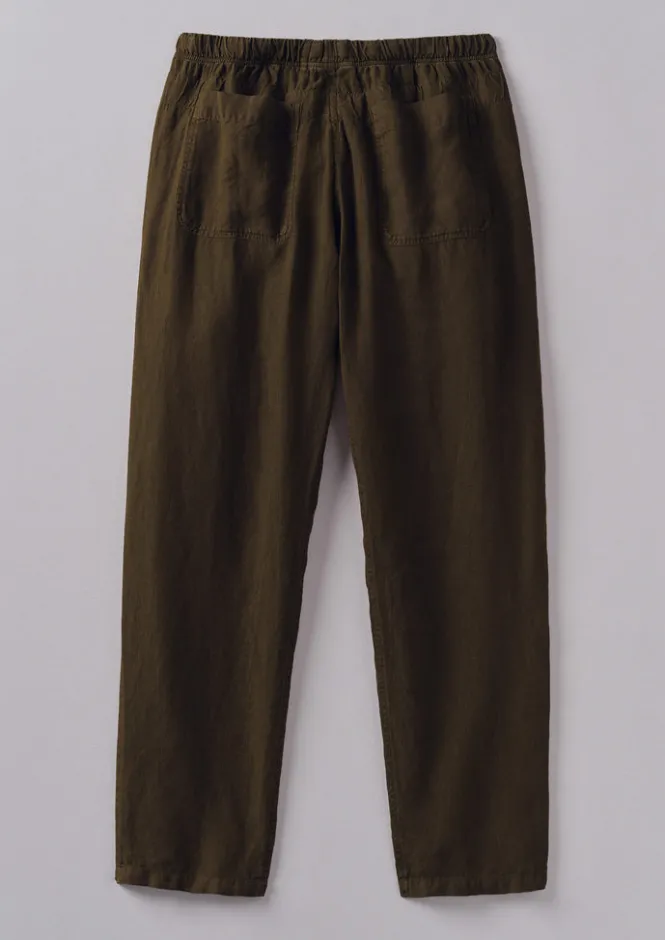 Linen|Trousers-TOAST Alfie Garment Dyed Linen Trousers Olive