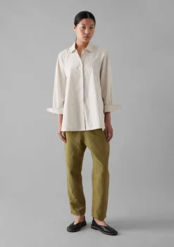 Linen|Trousers-TOAST Alix Cotton Check Trousers GoldenOlive