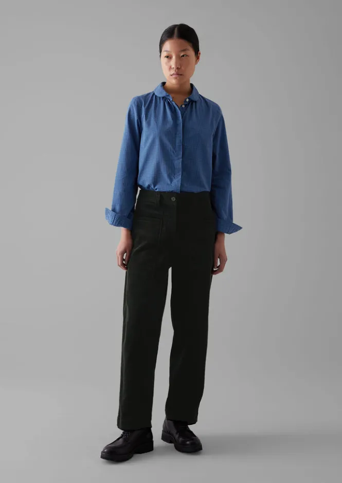 Shirts|Tops & Tees-TOAST Anja Check Cotton Shirt Slate/DarkCornflower