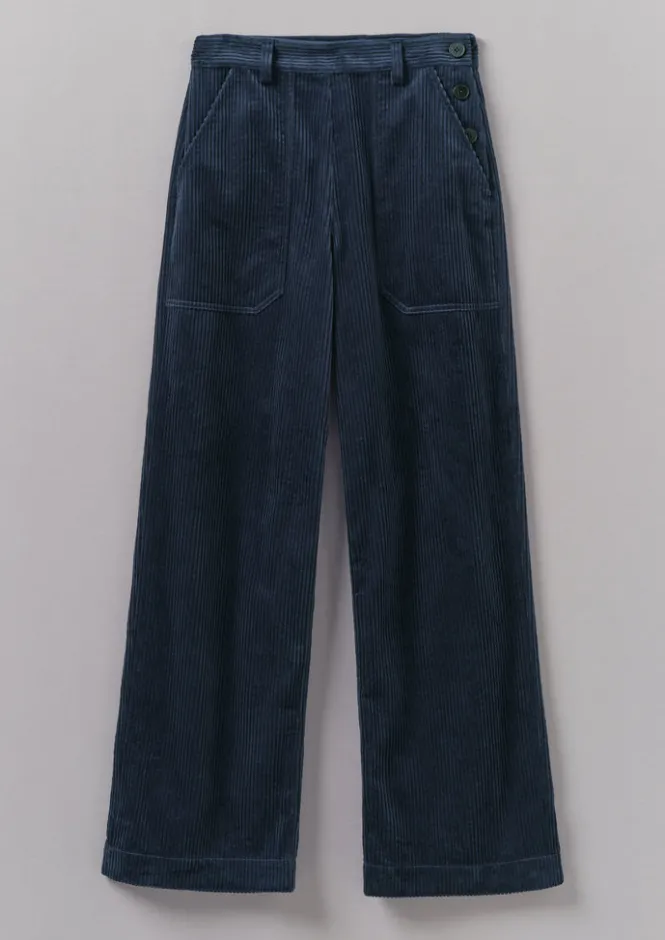 Cord|Workwear-TOAST Annie Organic Cord Full Length Trousers DustyNavy