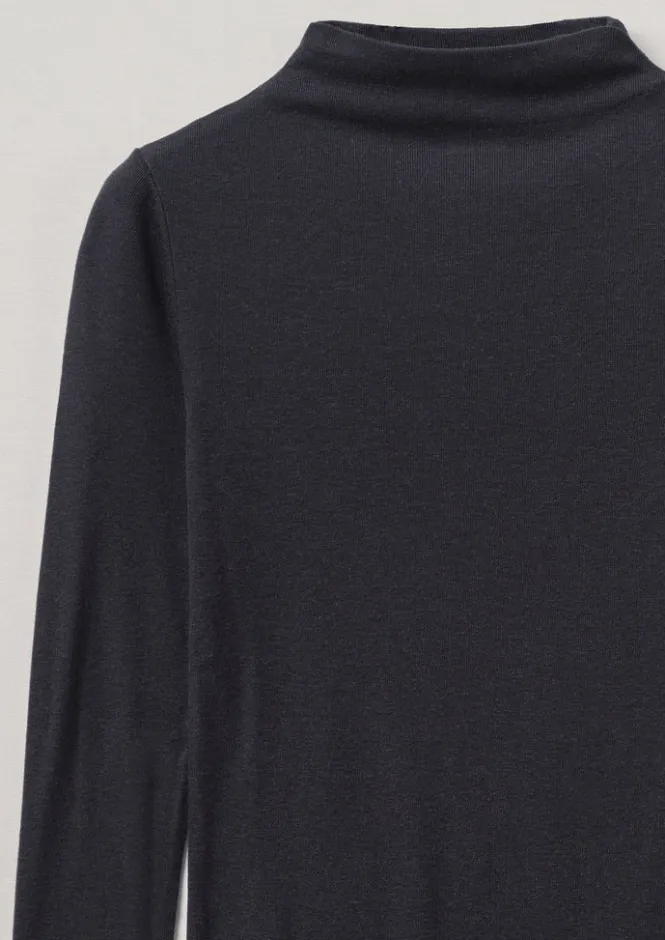 Jersey|Tops & Tees-TOAST Aster Wool Lyocell High Neck Tee Ink