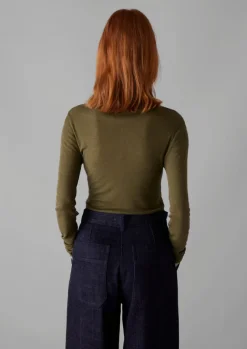 Jersey|Tops & Tees-TOAST Aster Wool Lyocell High Neck Tee Artichoke
