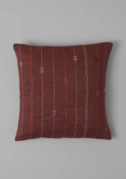 Textiles|Cushions & Covers-TOAST Basri Hand Embroidered Cushion Cover Conker