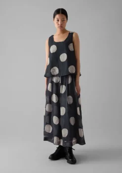 Tops & Tees-TOAST Batik Dot Print Tank Top Black/Ecru