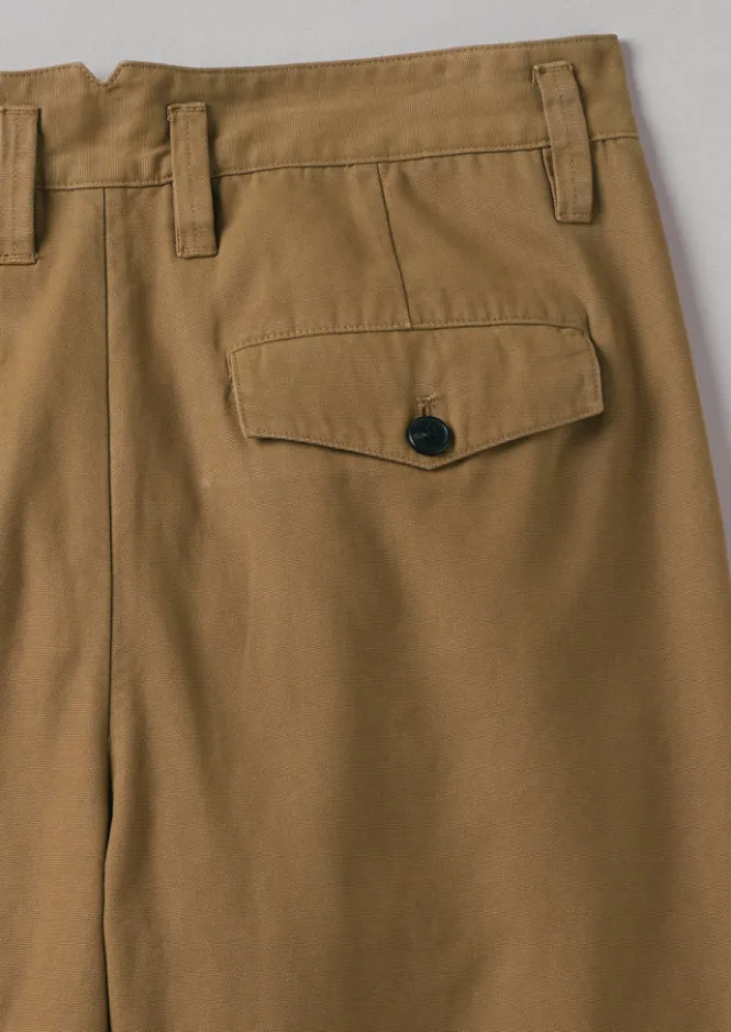 Trousers-TOAST Bill Cotton Wide Leg Trousers Acorn