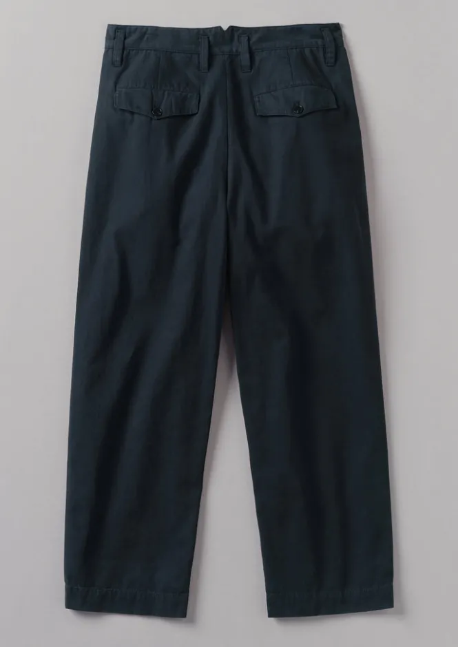 Trousers-TOAST Bill Cotton Wide Leg Trousers DarkNavy