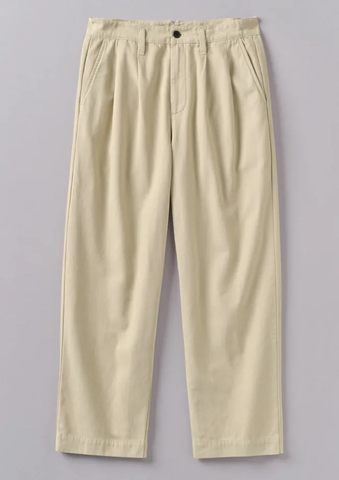Trousers-TOAST Bill Cotton Wide Leg Trousers Stone
