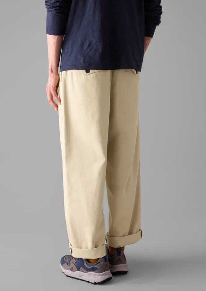 Trousers-TOAST Bill Cotton Wide Leg Trousers Stone