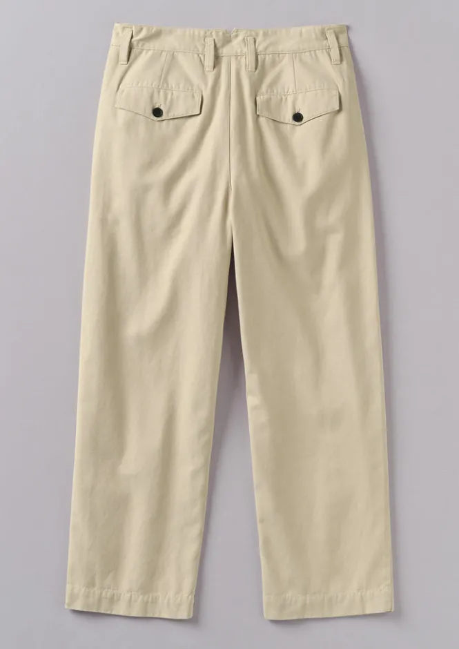 Trousers-TOAST Bill Cotton Wide Leg Trousers Stone