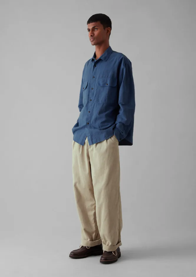 Cord|Trousers-TOAST Bill Organic Cord Wide Leg Trousers Moonstone