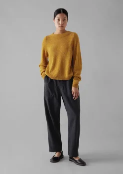 Knitwear-TOAST Boat Neck Wool Sweater MustardMarl