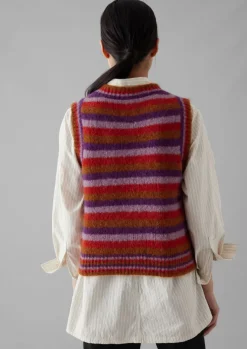 Knitwear-TOAST Brushed Alpaca Blend Stripe Tank AmethystMulti