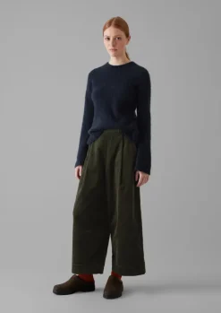 Knitwear-TOAST Brushed Alpaca High Neck Sweater Navy
