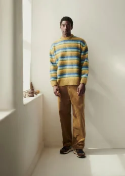 Knitwear-TOAST Brushed Stripe Sweater MustardMulti