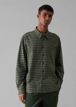 Shirts-TOAST Check Cotton Wool Shirt Grey/Green