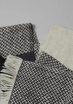 Hats, Scarves & Gloves|Knitwear-TOAST Check Merino Blend Wrap Slate/Ecru