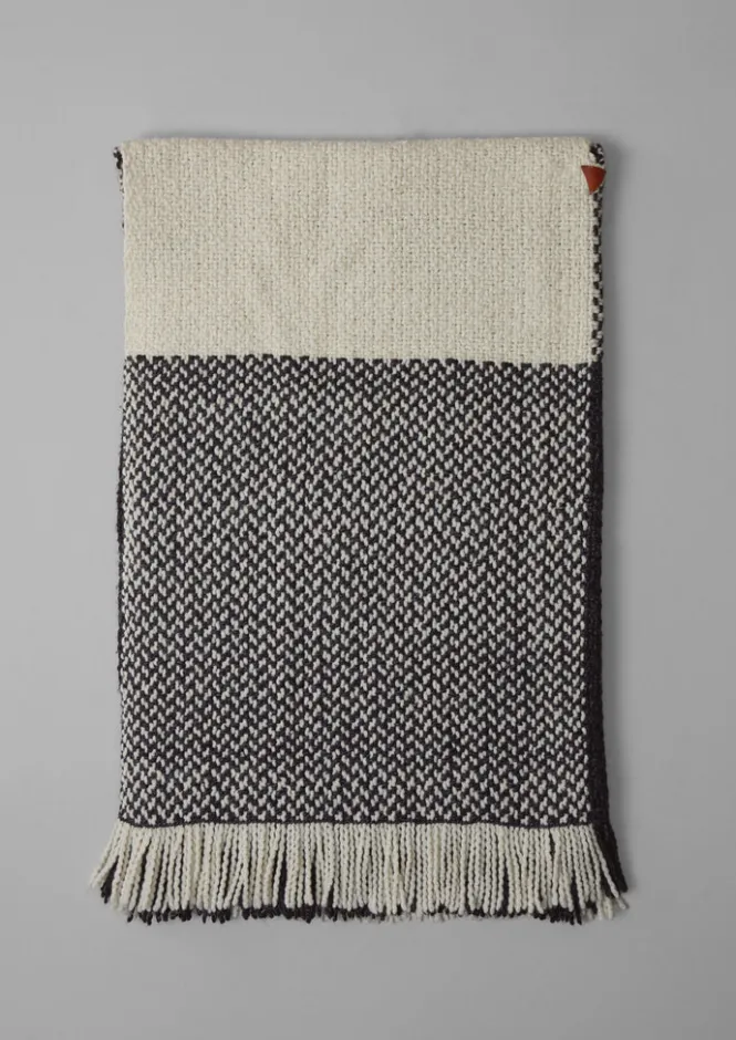 Hats, Scarves & Gloves|Knitwear-TOAST Check Merino Blend Wrap Slate/Ecru