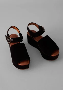 Sandals-TOAST Chie Mihara Velvet Platform Shoes Chocolate