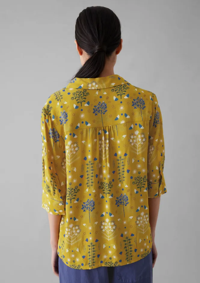 Shirts|Tops & Tees-TOAST Collector Print Crepe Shirt GoldenOchre