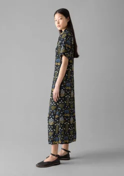 Dresses-TOAST Collector Print Fluid Shirt Dress OilGreen
