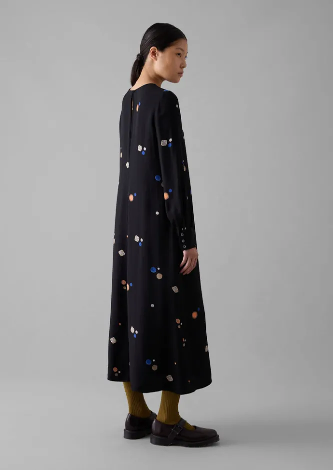 Dresses-TOAST Cosmic Dot Print Column Dress Black