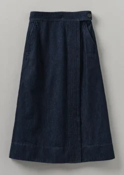 Denim|Skirts-TOAST Cotton Hemp Denim Wrap Skirt Indigo