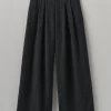 Trousers-TOAST Cotton Wool Pleat Front Trousers Carbon