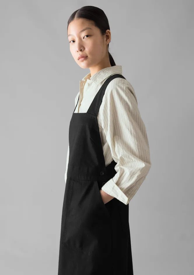 Denim|Dresses-TOAST Denim Pinafore Dress Black