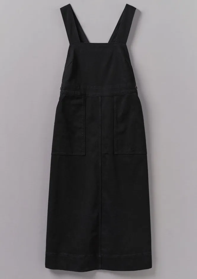 Denim|Dresses-TOAST Denim Pinafore Dress Black