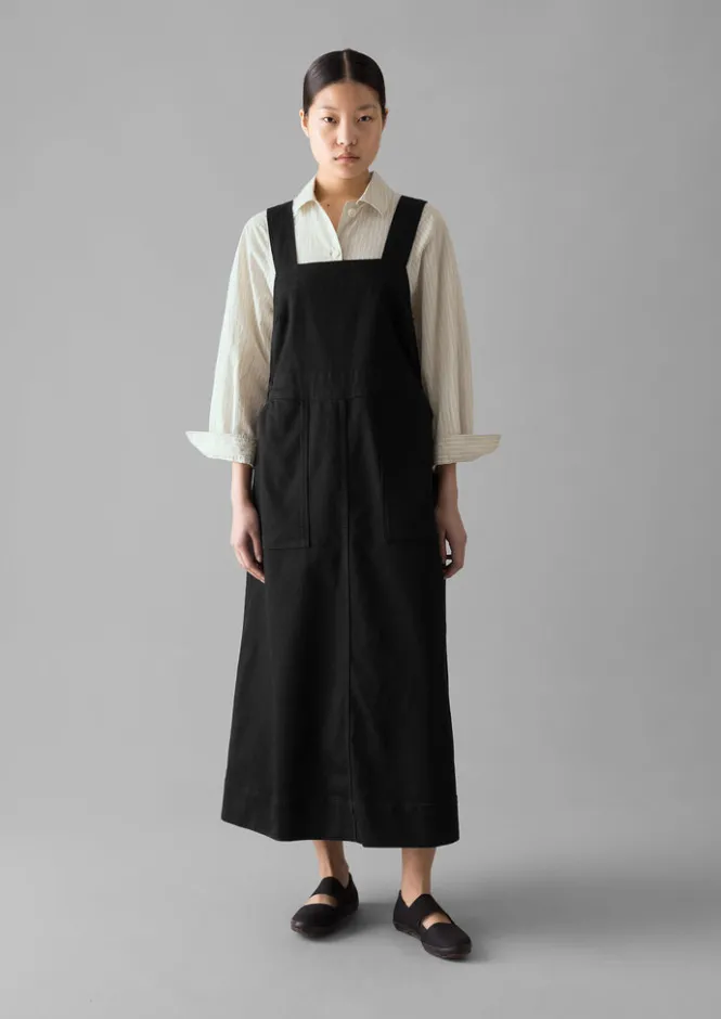 Denim|Dresses-TOAST Denim Pinafore Dress Black