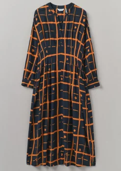 Dresses-TOAST Diamond Dot Print Fluid Dress DarkNavy