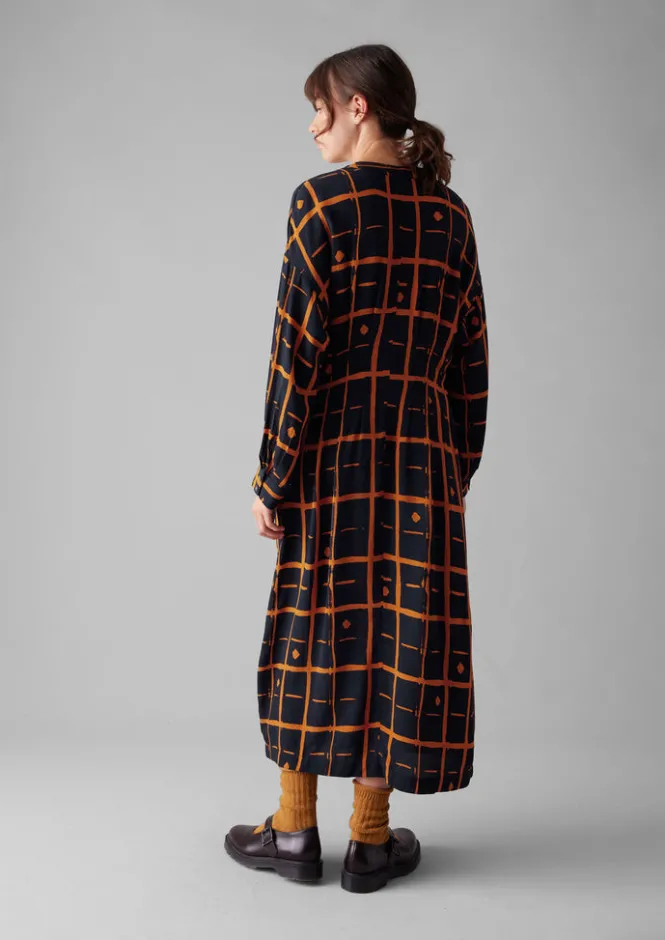 Dresses-TOAST Diamond Dot Print Fluid Dress DarkNavy