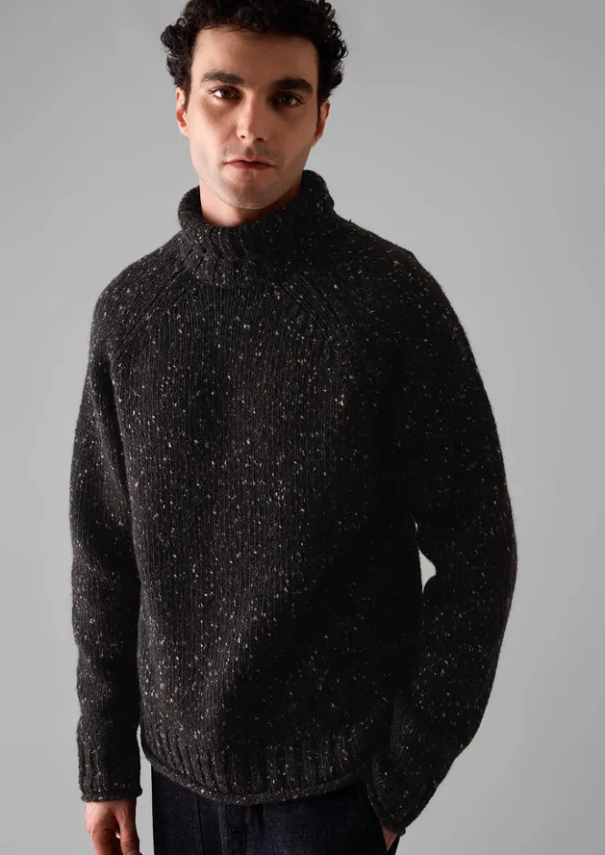 Knitwear-TOAST Donegal Roll Neck Sweater BlackMarl