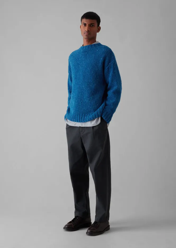 Knitwear-TOAST Donegal Wool High Neck Easy Sweater NeptuneBlue