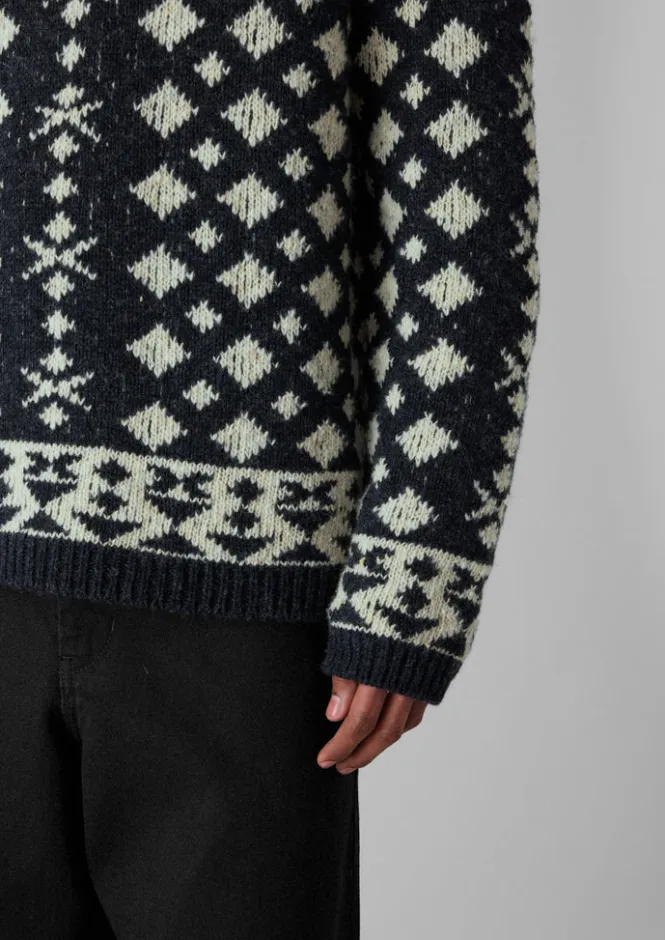 Knitwear-TOAST Donegal Wool Jacquard Sweater CharcoalMelange