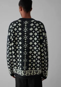 Knitwear-TOAST Donegal Wool Jacquard Sweater CharcoalMelange