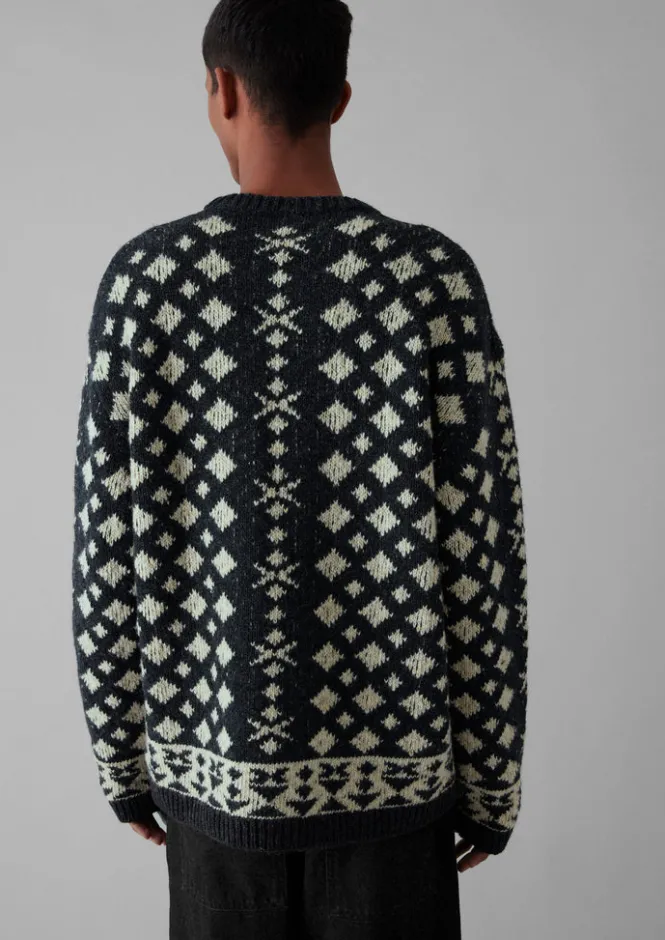 Knitwear-TOAST Donegal Wool Jacquard Sweater CharcoalMelange