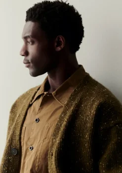 Knitwear-TOAST Donegal Wool V-Neck Cardigan Olive