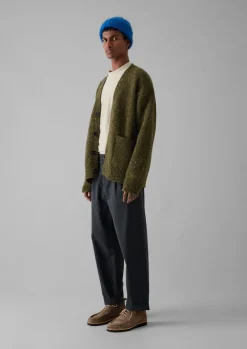 Knitwear-TOAST Donegal Wool V-Neck Cardigan Olive