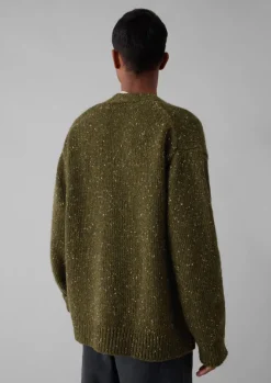 Knitwear-TOAST Donegal Wool V-Neck Cardigan Olive