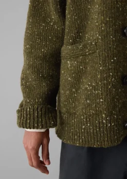 Knitwear-TOAST Donegal Wool V-Neck Cardigan Olive