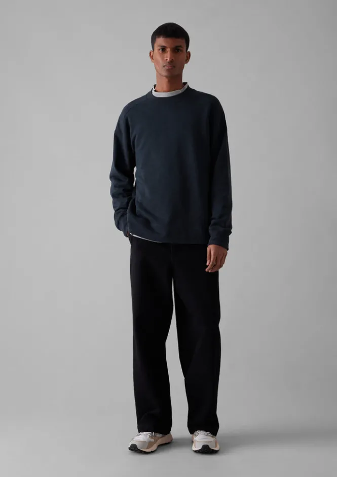 Tops & Tees|Shirts-TOAST Dropped Shoulder Loopback Jersey Sweatshirt Navy