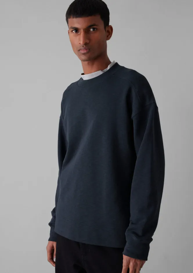 Tops & Tees|Shirts-TOAST Dropped Shoulder Loopback Jersey Sweatshirt Navy
