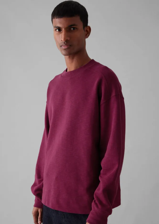 Tops & Tees|Shirts-TOAST Dropped Shoulder Loopback Jersey Sweatshirt Fuchsia