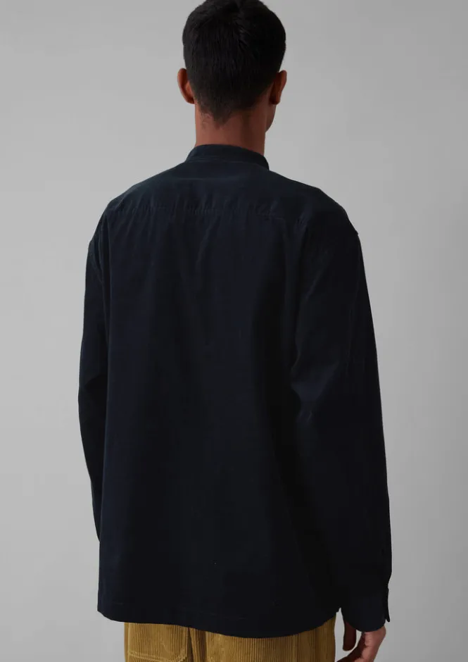 Cord|Shirts-TOAST Dropped Shoulder Organic Cord Grandad Shirt Navy