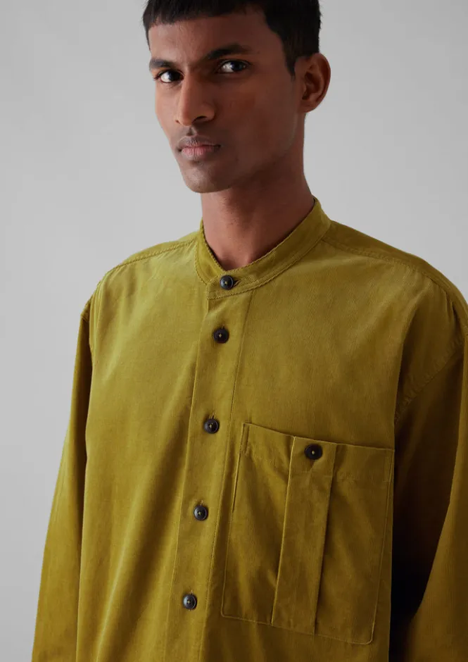 Cord|Shirts-TOAST Dropped Shoulder Organic Cord Grandad Shirt GoldenOlive