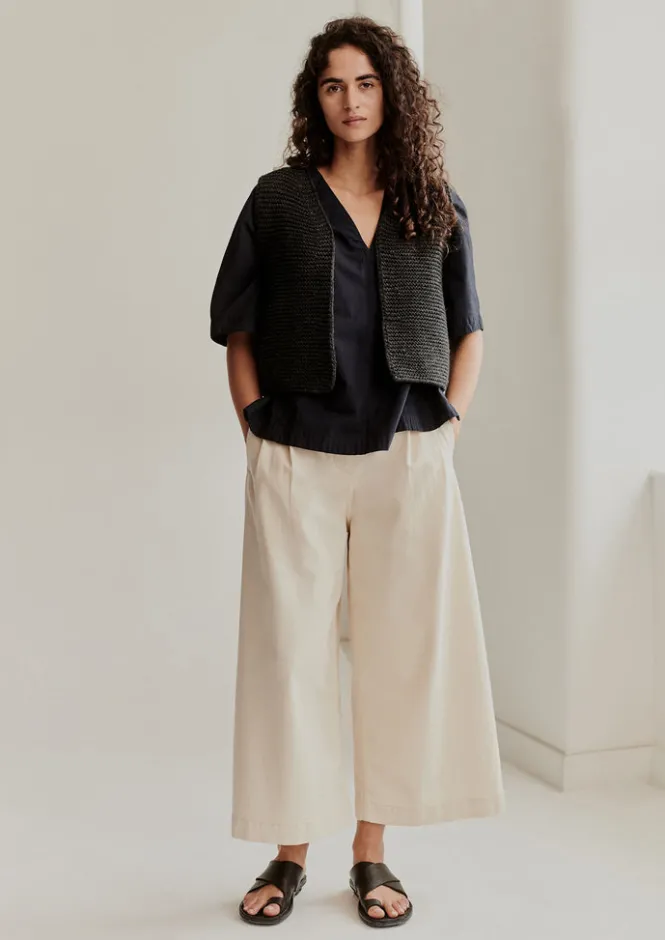 Denim|Jeans-TOAST Denim Pleat Front Trousers Ecru