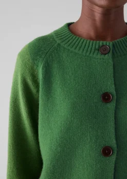 Cashmere|Knitwear-TOAST Eden Wool Cashmere Raglan Cardigan MineralGreen