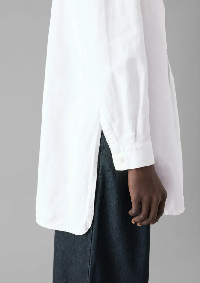 Linen|Tops & Tees-TOAST Elena Cotton Linen Tunic Shirt PaperWhite